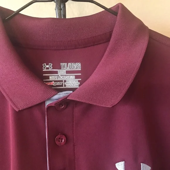 Under Armour youth XL loose Heatgear maroon polo like new - Picture 2 of 3